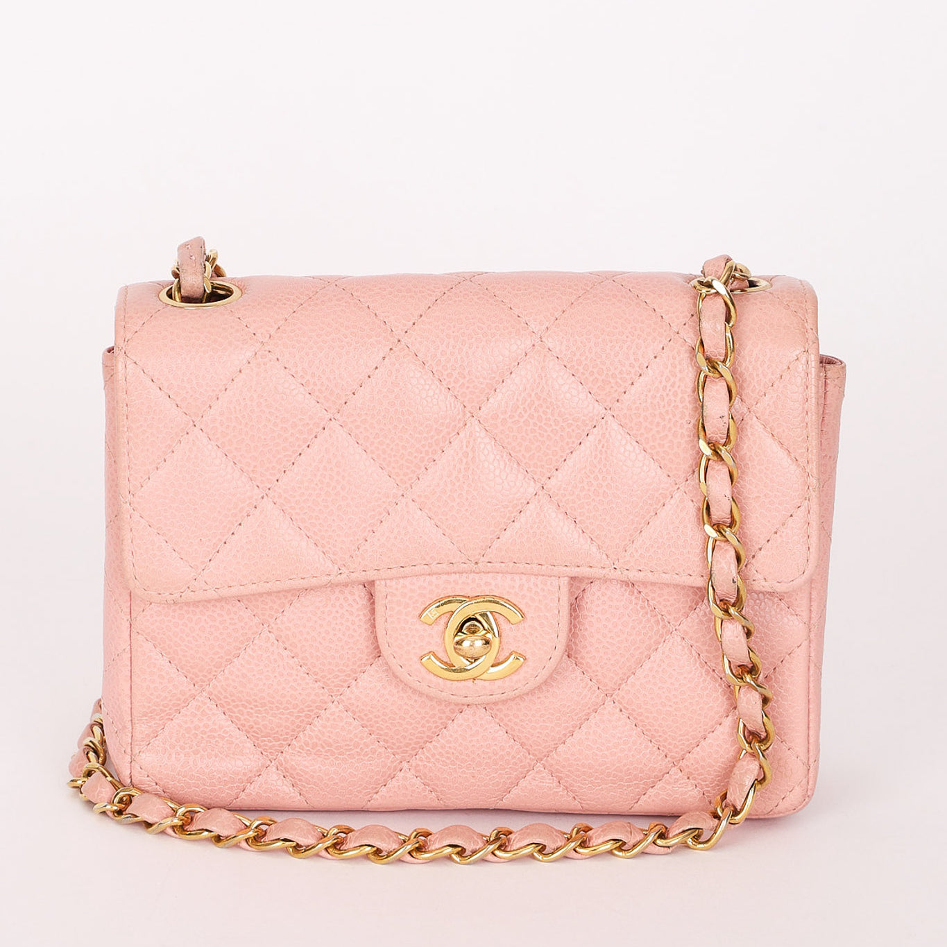 Chanel Mini Square Flap Pink Caviar 24K GP