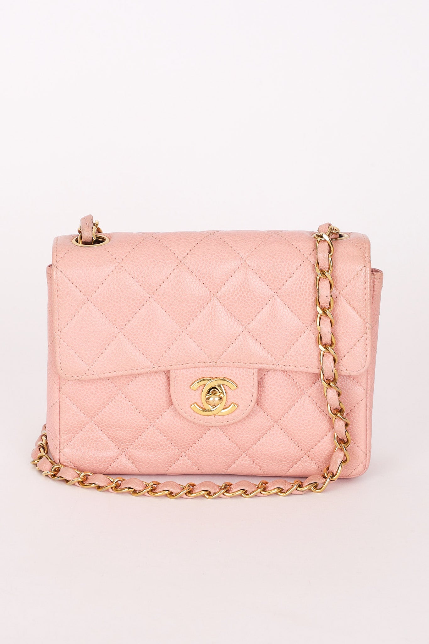Chanel Mini Square Flap Pink Caviar 24K GP