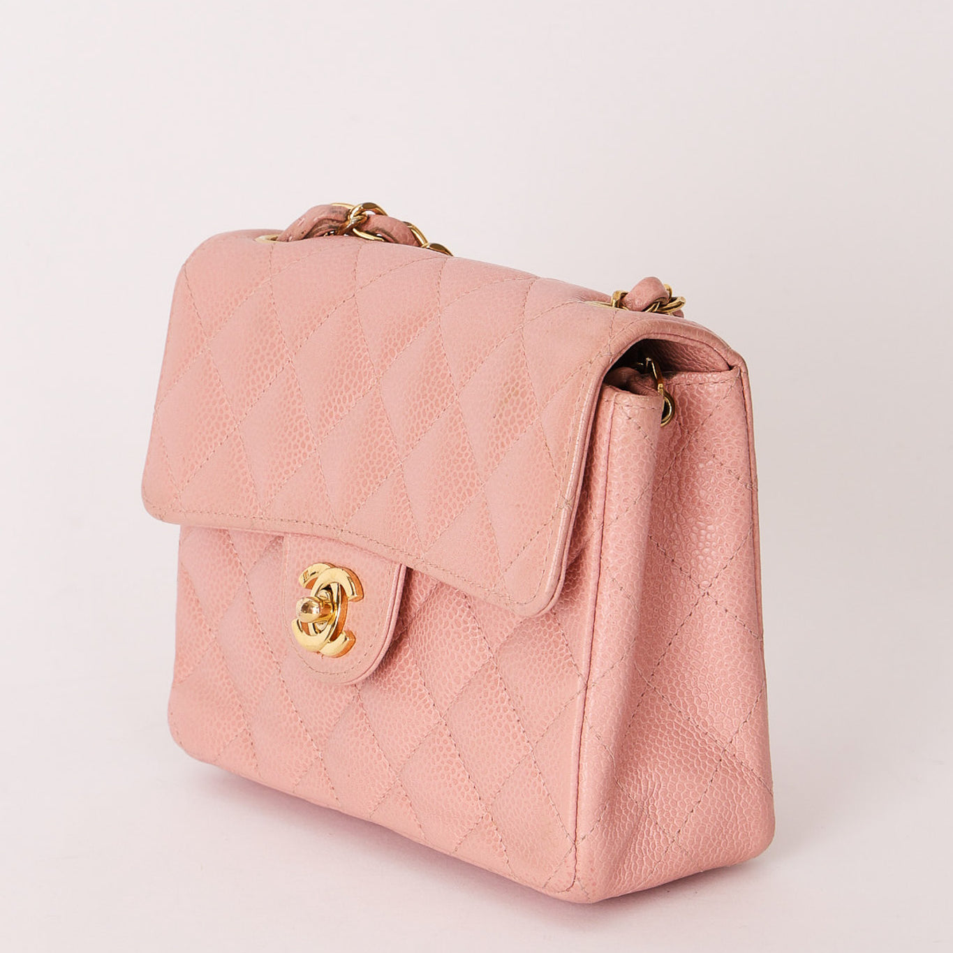 Chanel Mini Square Flap Pink Caviar 24K GP