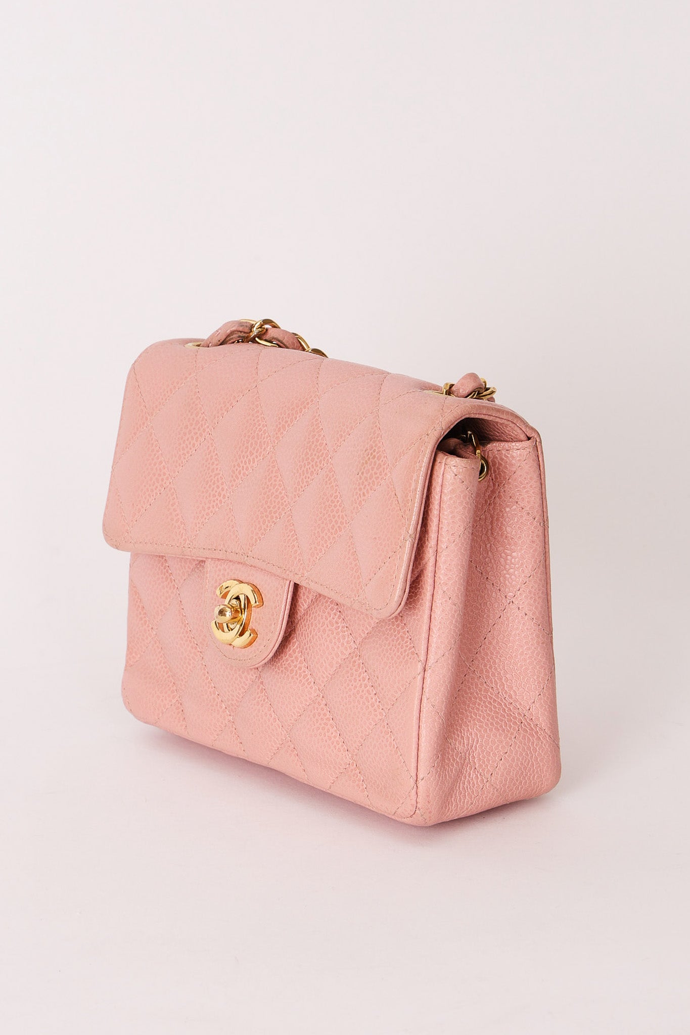 Chanel Mini Square Flap Pink Caviar 24K GP