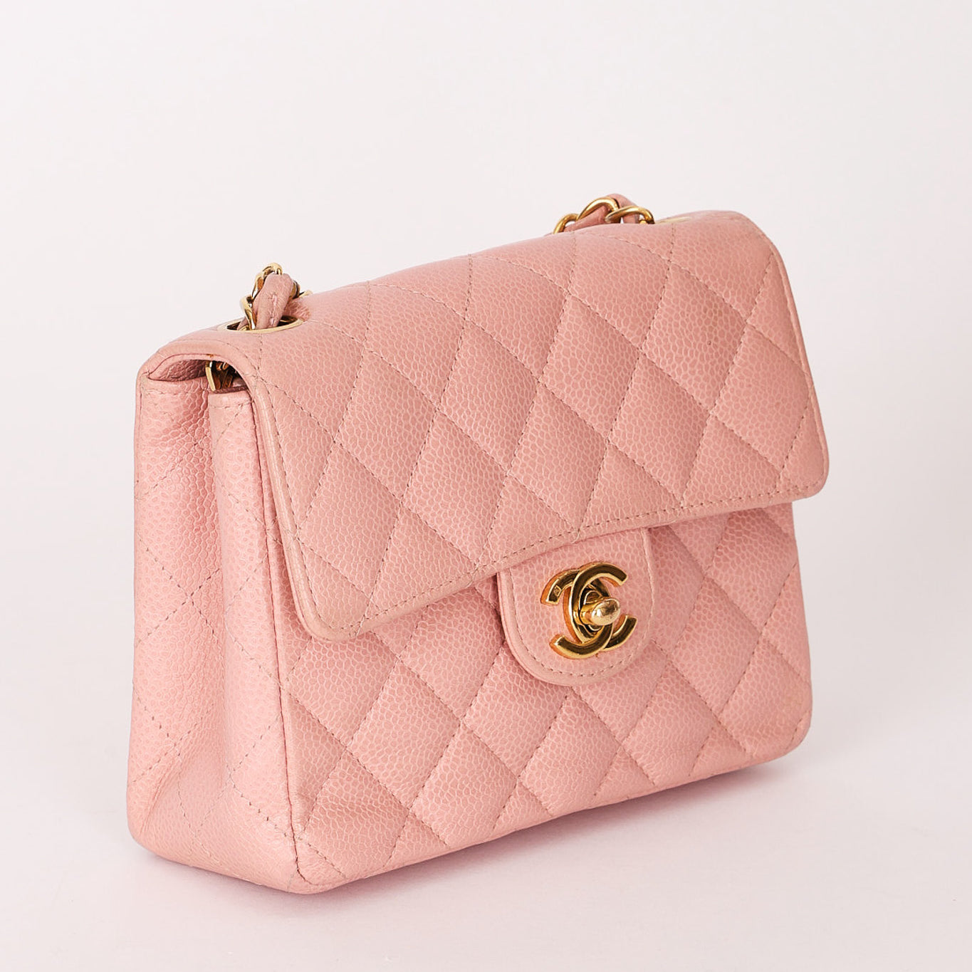 Chanel Mini Square Flap Pink Caviar 24K GP