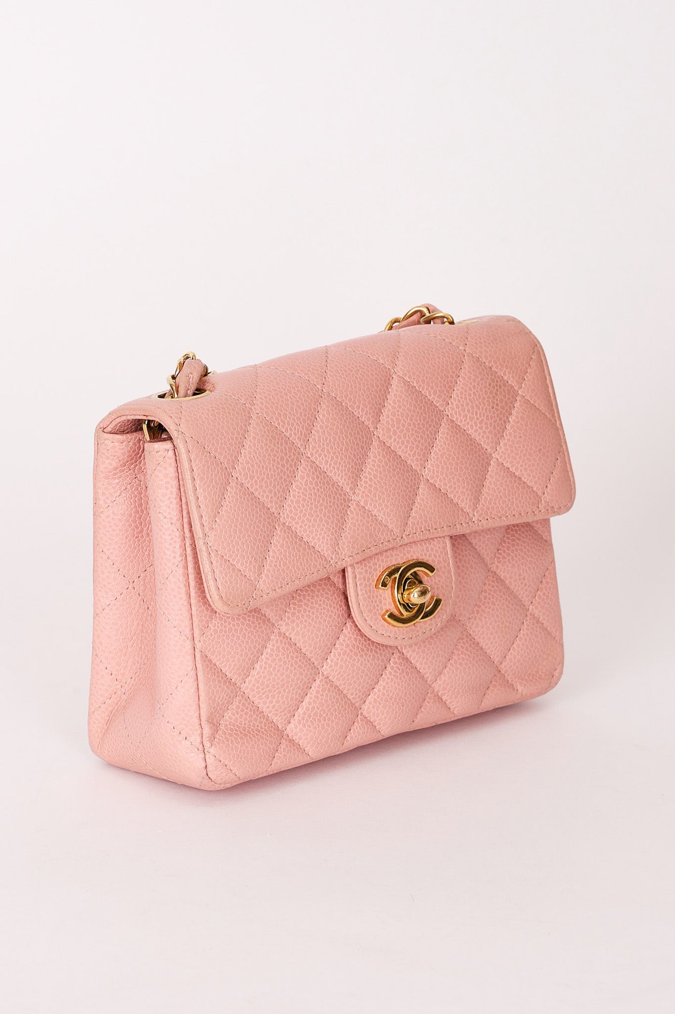 Chanel Mini Square Flap Pink Caviar 24K GP