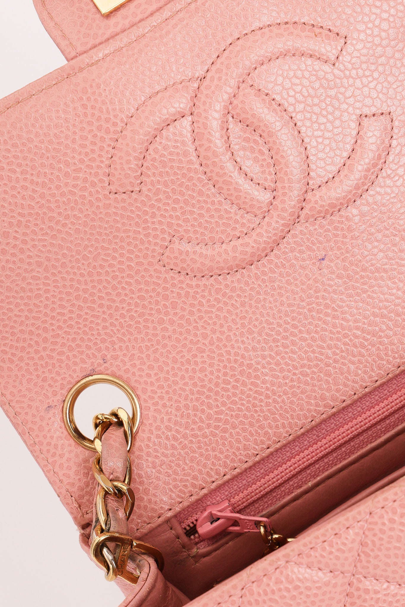 Chanel Mini Square Flap Pink Caviar 24K GP