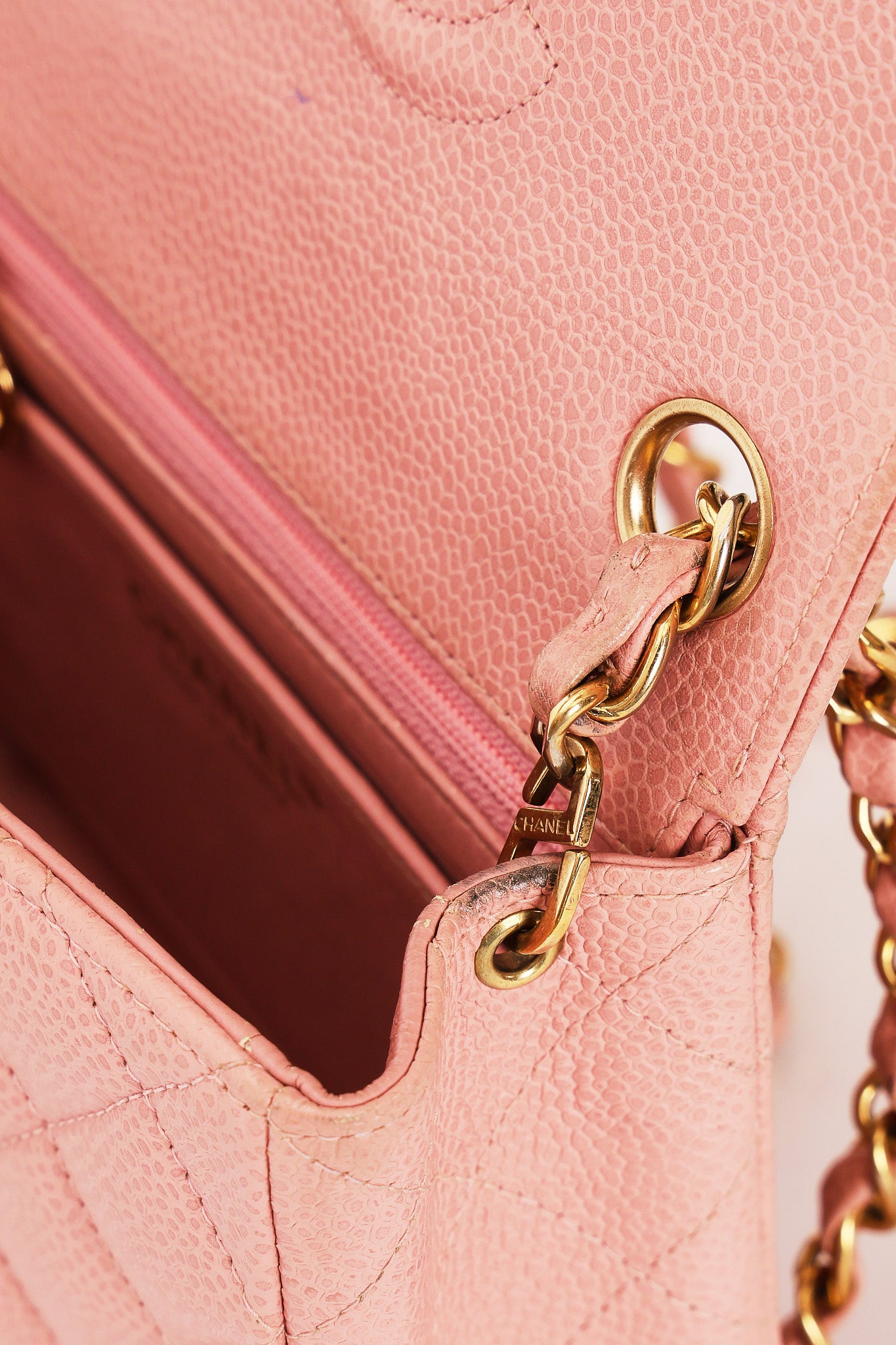 Chanel Mini Square Flap Pink Caviar 24K GP
