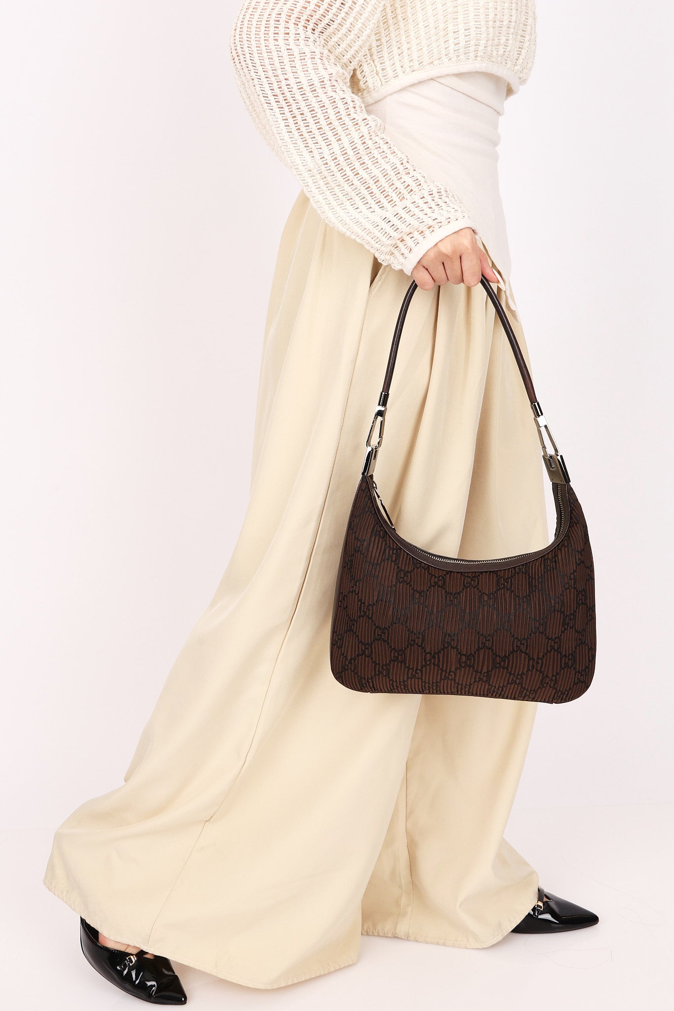 Gucci Monogram Pleated Shoulder Bag