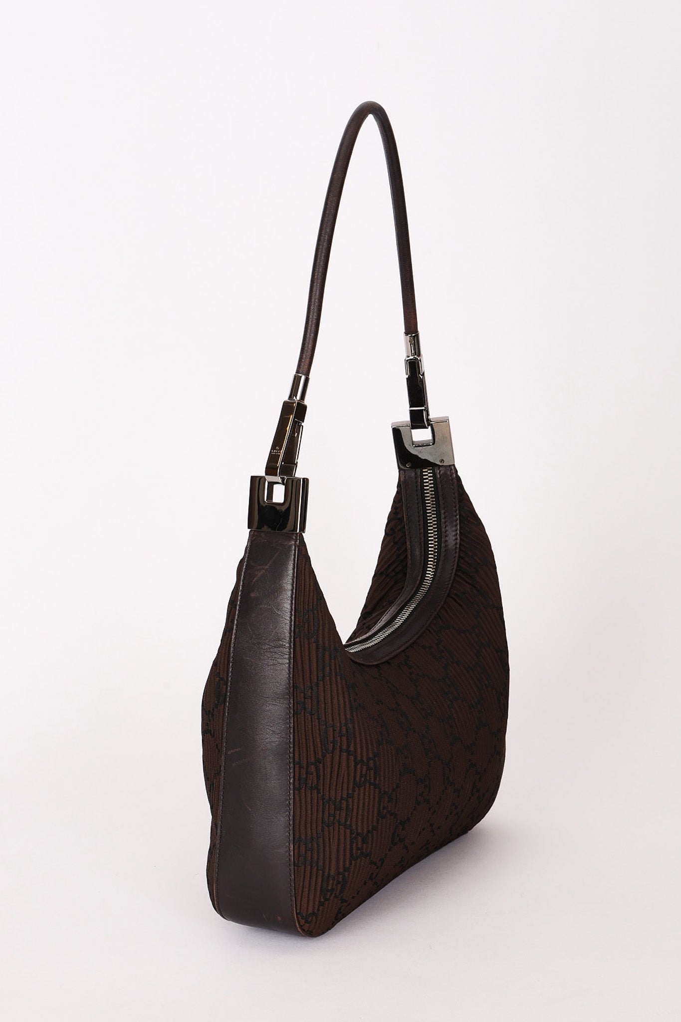 Gucci Monogram Pleated Shoulder Bag