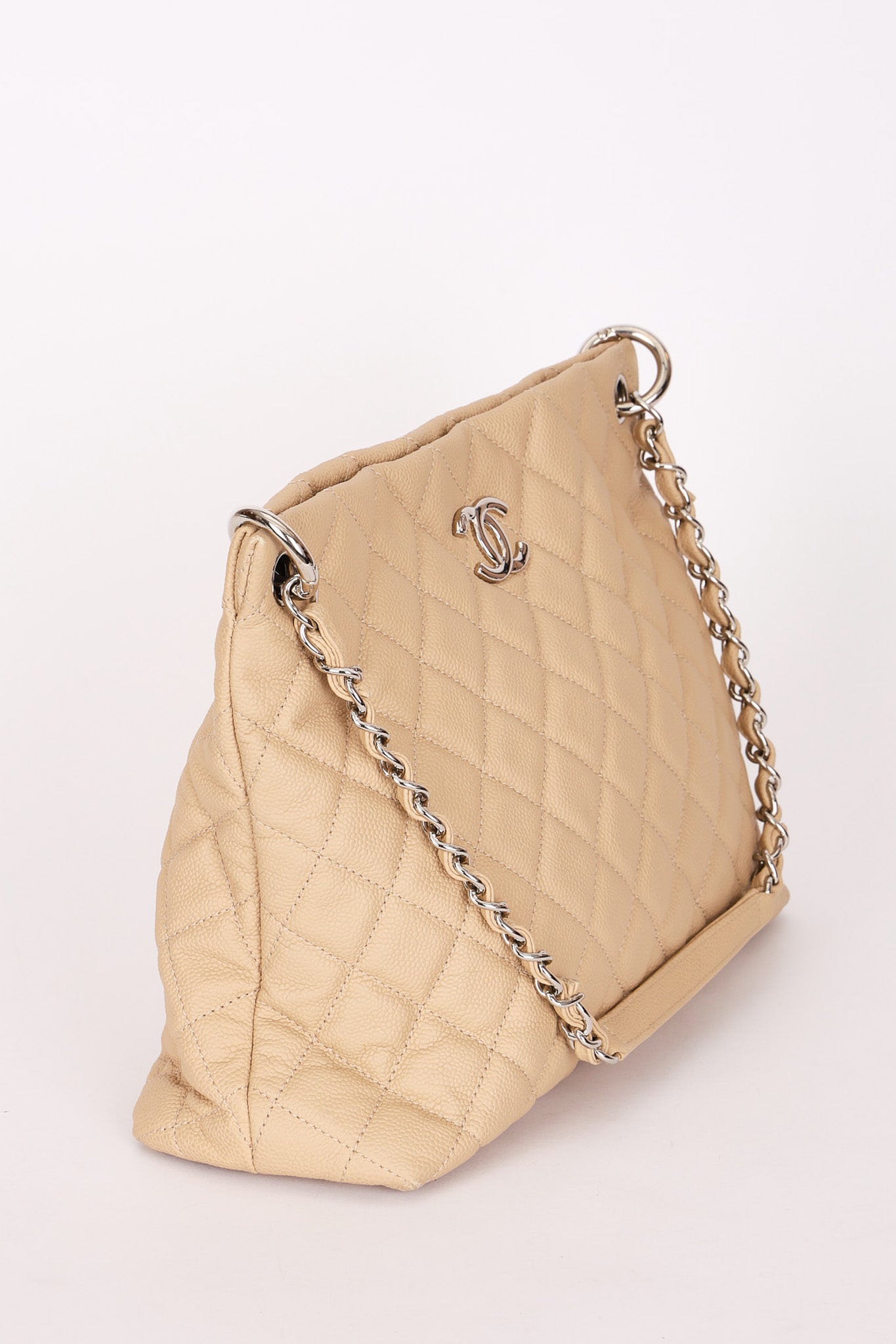 Chanel Easy Zip Tote Beige Caviar SHW