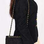 Chanel Medium Classic Double Flap Black Suede 1987 24K GP