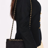 Chanel Medium Classic Double Flap Black Suede 1987 24K GP