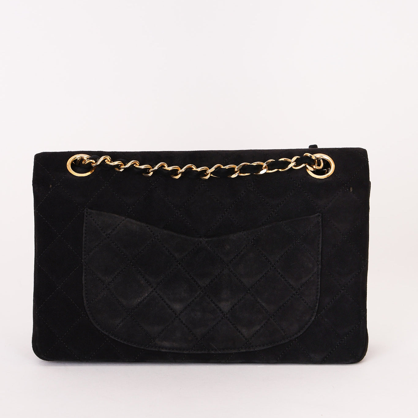Chanel Small Classic Double Flap Black Suede 24K GP