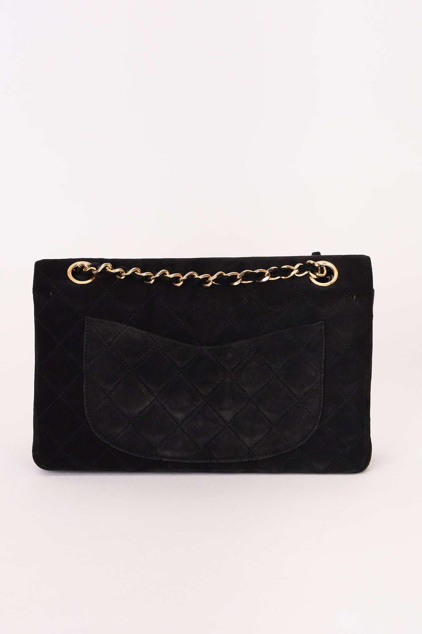 Chanel Small Classic Double Flap Black Suede 24K GP