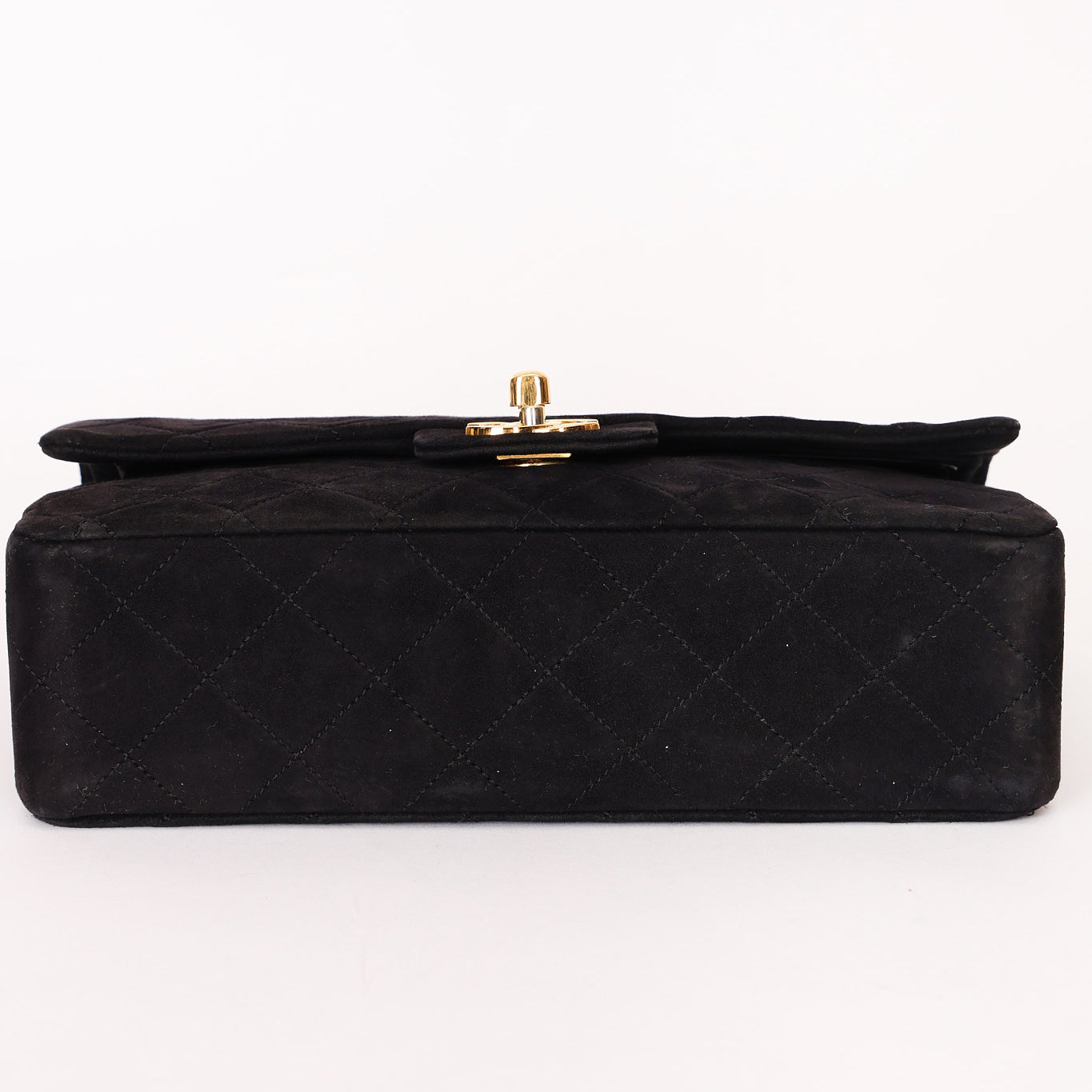 Chanel Small Classic Double Flap Black Suede 24K GP