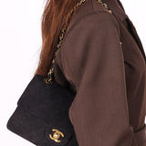 Rare Chanel Small Classic Double Flap Black Suede 1987 24K GP