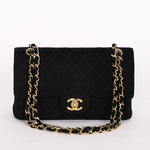 Chanel Medium Classic Double Flap Black Suede 1987 24K GP
