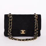 Chanel Medium Classic Double Flap Black Suede 1987 24K GP