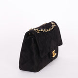 Chanel Medium Classic Double Flap Black Suede 1987 24K GP