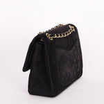 Chanel Medium Classic Double Flap Black Suede 1987 24K GP