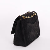 Chanel Medium Classic Double Flap Black Suede 1987 24K GP