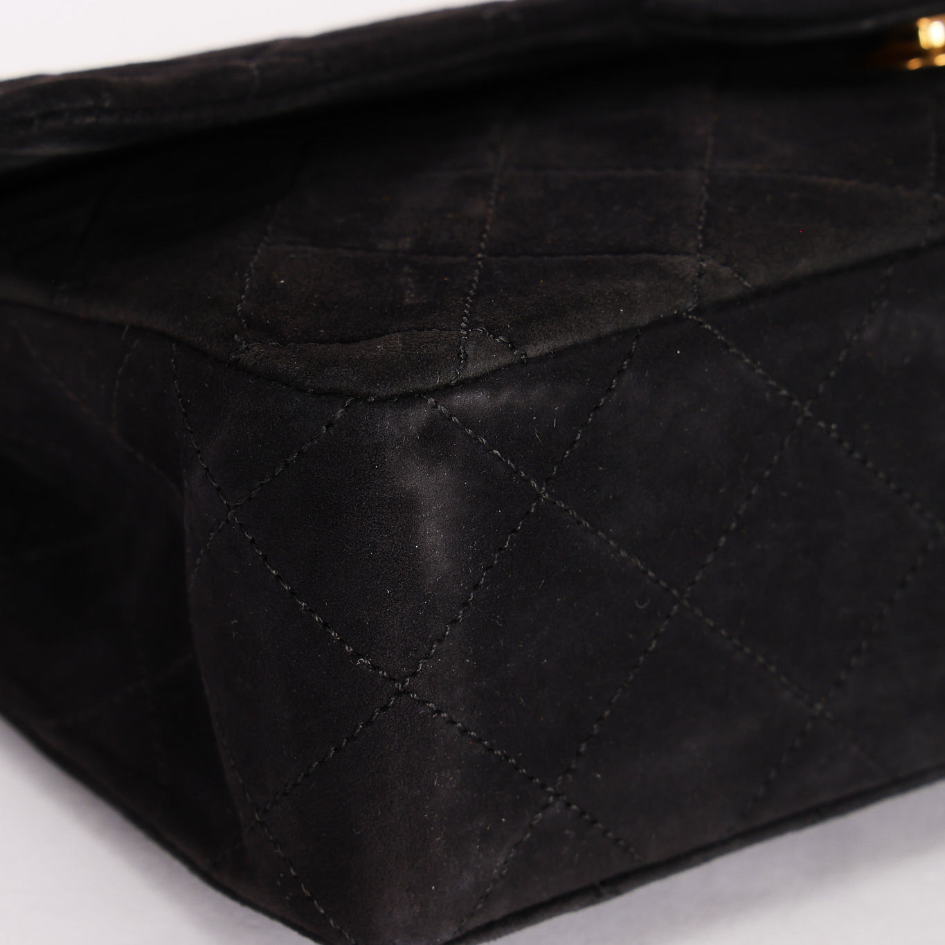 Chanel Medium Classic Double Flap Black Suede 1987 24K GP