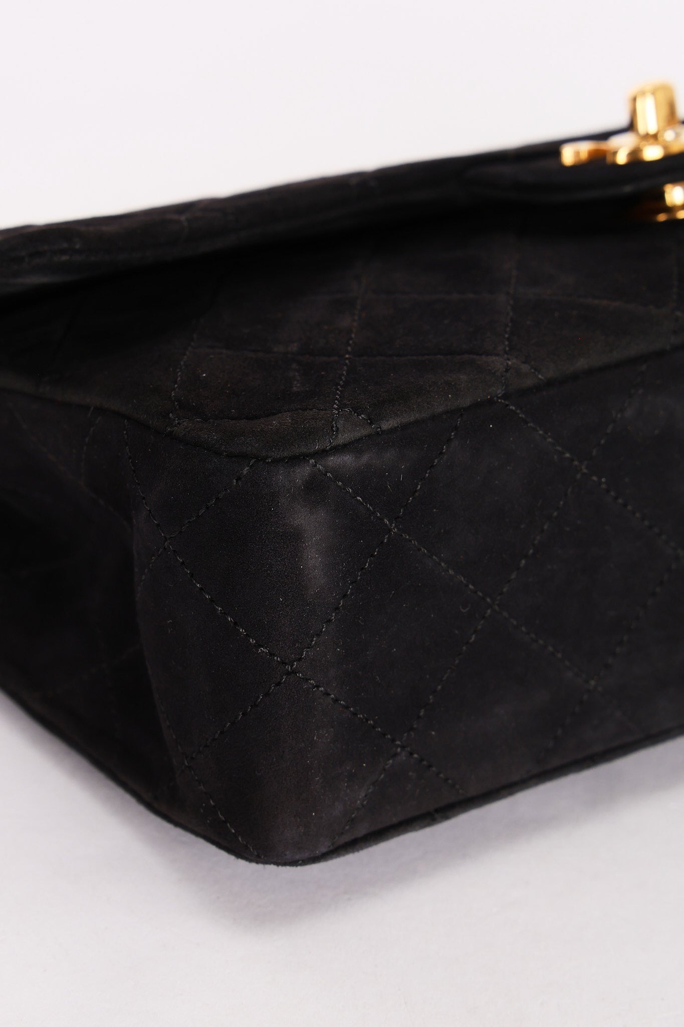 Chanel Medium Classic Double Flap Black Suede 1987 24K GP