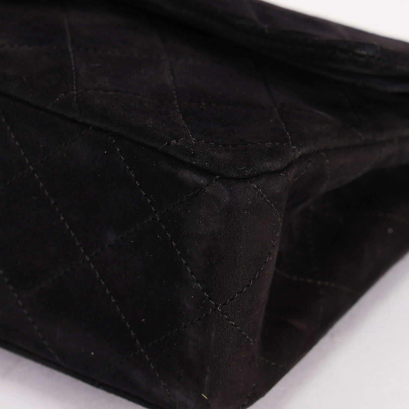 Chanel Medium Classic Double Flap Black Suede 1987 24K GP