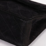 Chanel Medium Classic Double Flap Black Suede 1987 24K GP