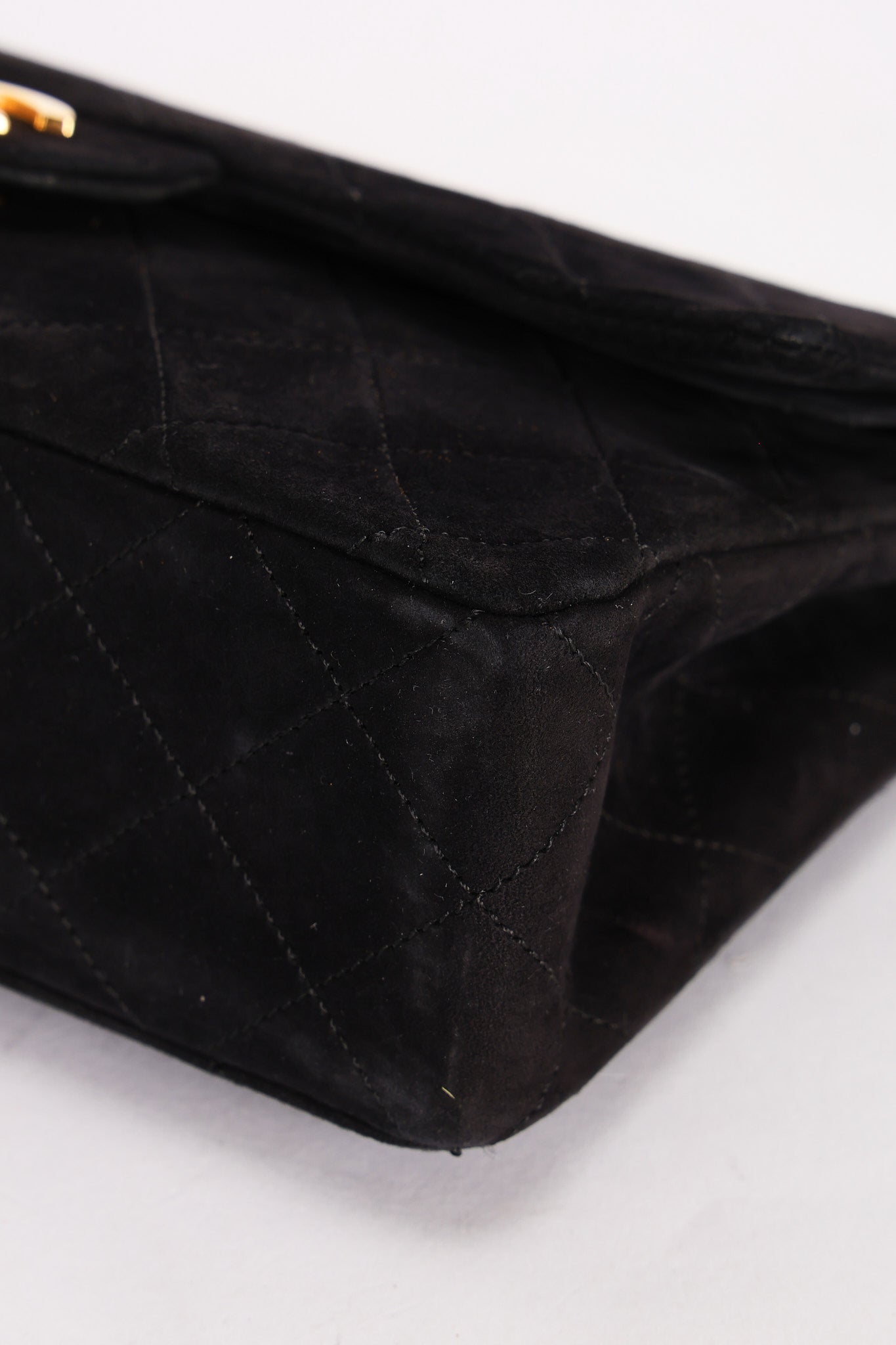 Chanel Medium Classic Double Flap Black Suede 1987 24K GP