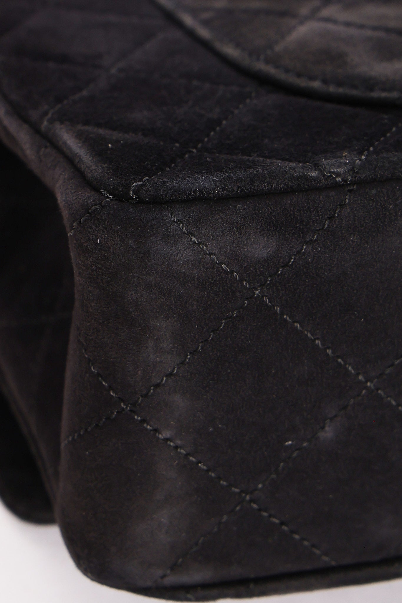 Chanel Medium Classic Double Flap Black Suede 1987 24K GP