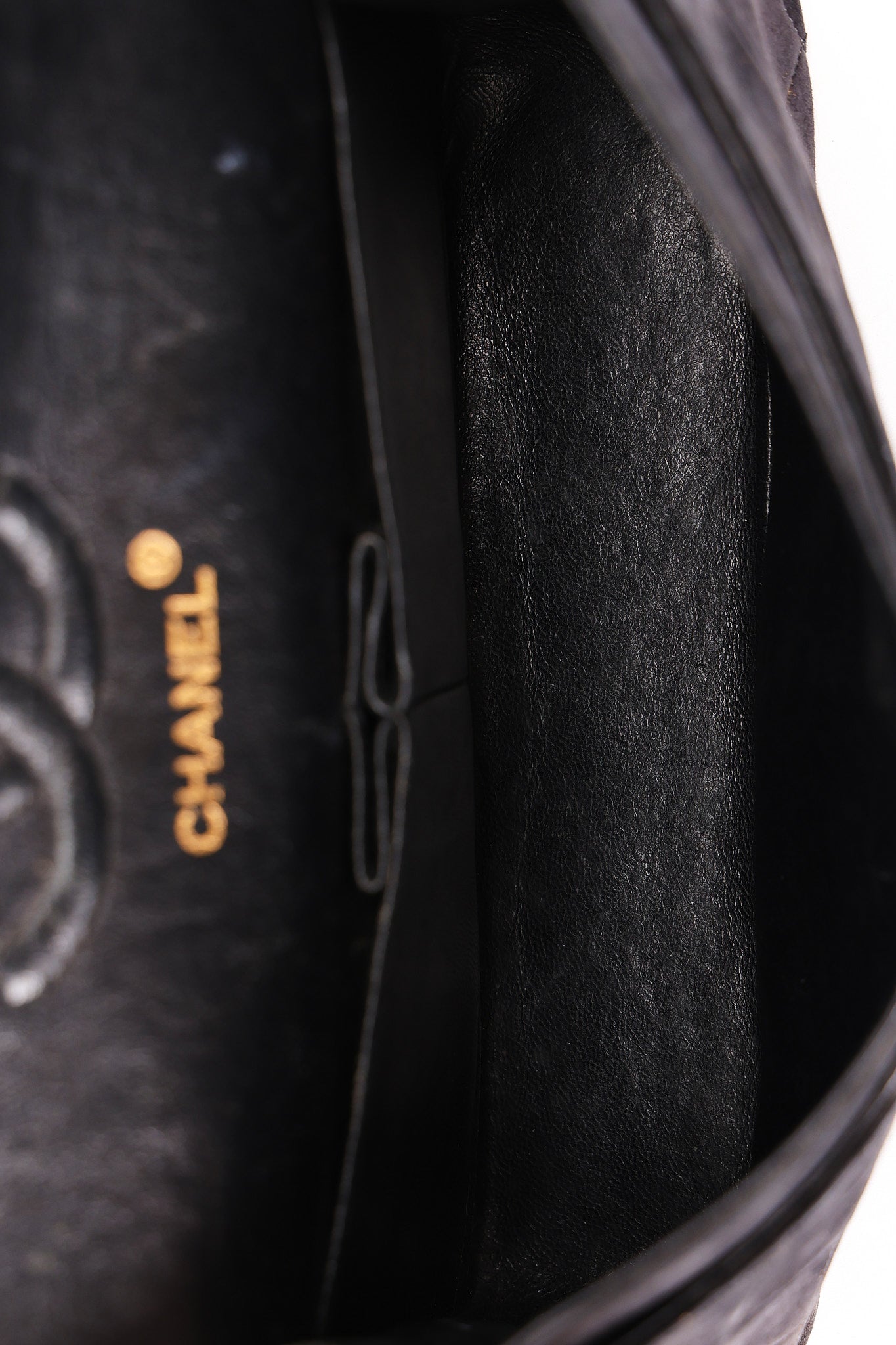 Chanel Medium Classic Double Flap Black Suede 1987 24K GP