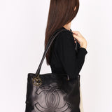 Chanel CC Timeless Shopper Tote Black Lambskin 1989 24K GP