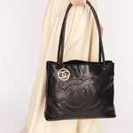 Chanel CC Timeless Shopper Tote Black Lambskin 1989 24K GP
