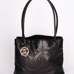 Chanel CC Timeless Shopper Tote Black Lambskin 1989 24K GP
