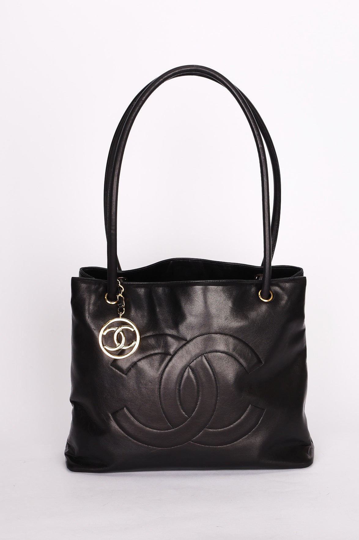 Chanel CC Timeless Shopper Tote Black Lambskin 1989 24K GP