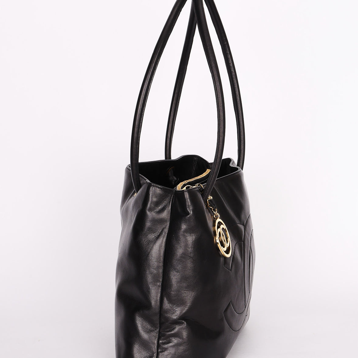 Chanel CC Timeless Shopper Tote Black Lambskin 1989 24K GP
