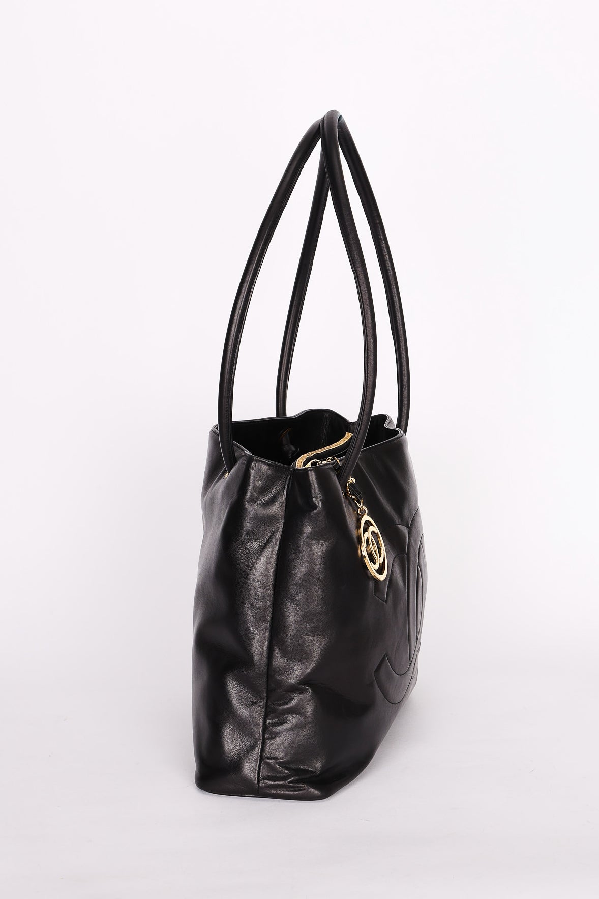 Chanel CC Timeless Shopper Tote Black Lambskin 1989 24K GP