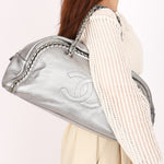 Chanel Luxe Ligne Bowling Bag Silver Metallic Calfskin SHW
