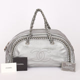 Chanel Luxe Ligne Bowling Bag Silver Metallic Calfskin SHW