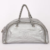 Chanel Luxe Ligne Bowling Bag Silver Metallic Calfskin SHW