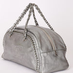 Chanel Luxe Ligne Bowling Bag Silver Metallic Calfskin SHW
