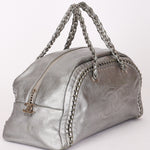 Chanel Luxe Ligne Bowling Bag Silver Metallic Calfskin SHW