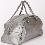 Chanel Luxe Ligne Bowling Bag Silver Metallic Calfskin SHW