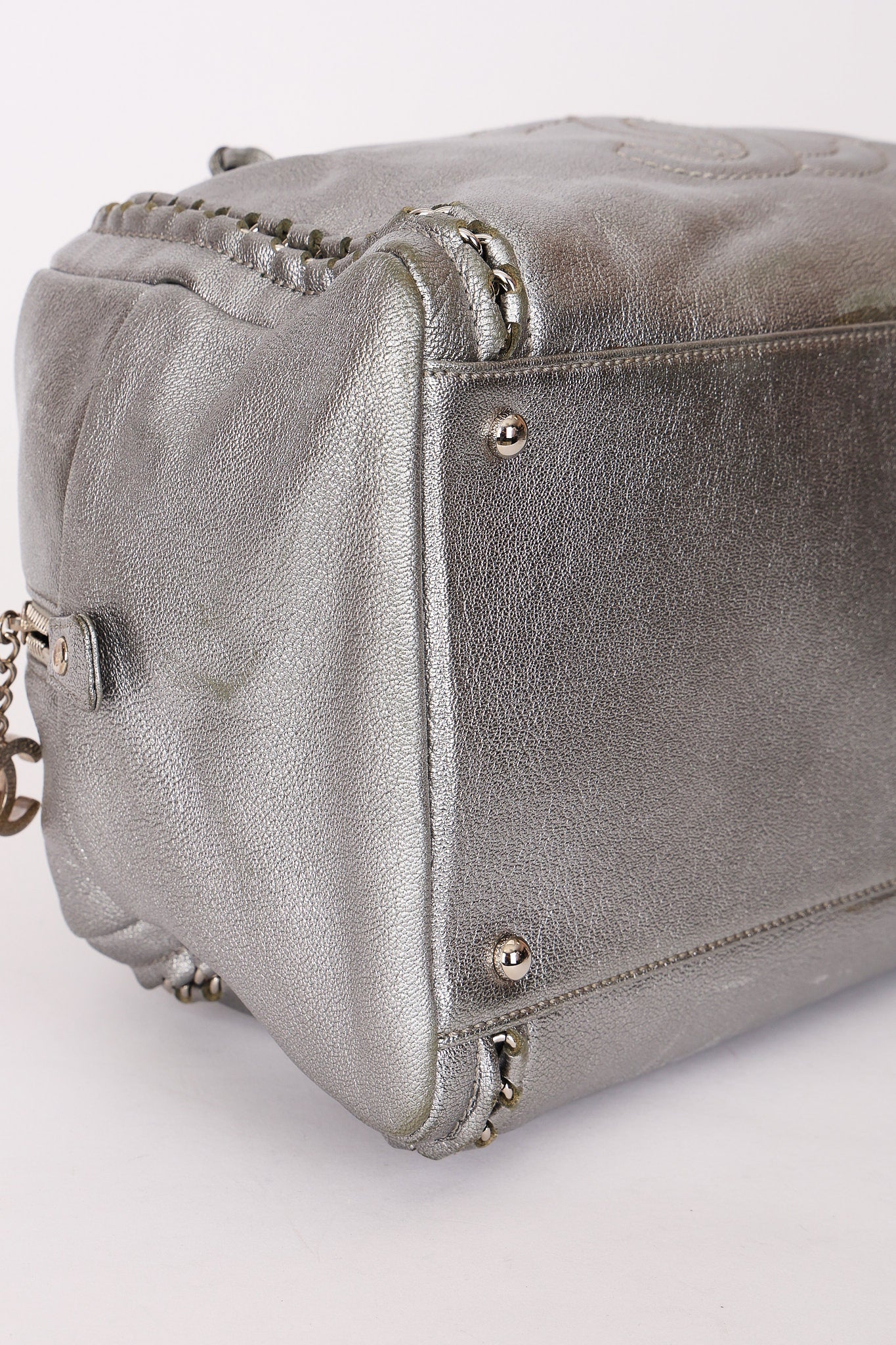 Chanel Luxe Ligne Bowling Bag Silver Metallic Calfskin SHW