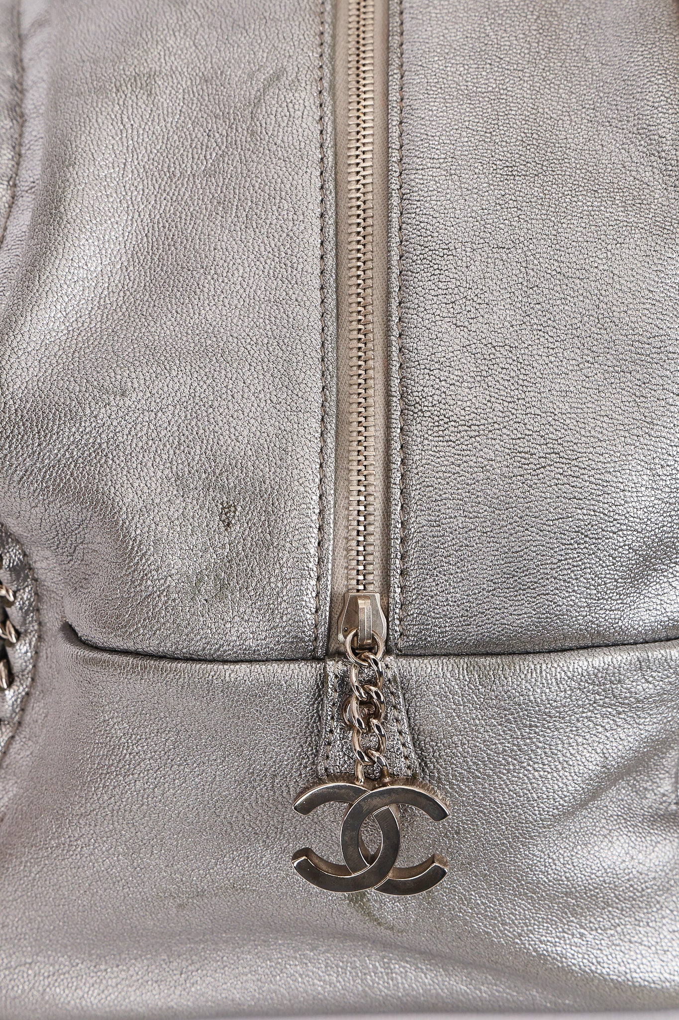 Chanel Luxe Ligne Bowling Bag Silver Metallic Calfskin SHW