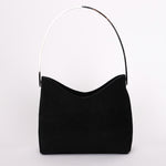 Gucci Black Suede Metal Handle Shoulder Bag with Pouch