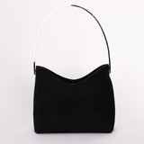 Gucci Black Suede Metal Handle Shoulder Bag with Pouch