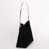 Gucci Black Suede Metal Handle Shoulder Bag with Pouch