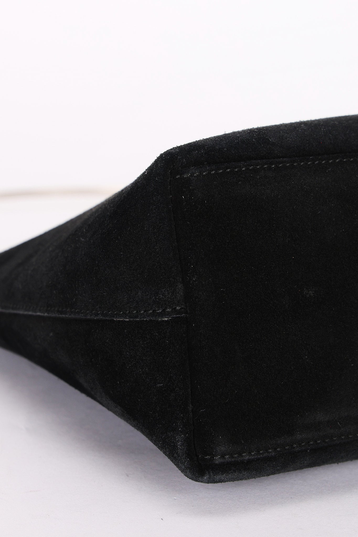 Gucci Black Suede Metal Handle Shoulder Bag with Pouch