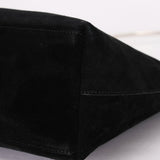 Gucci Black Suede Metal Handle Shoulder Bag with Pouch