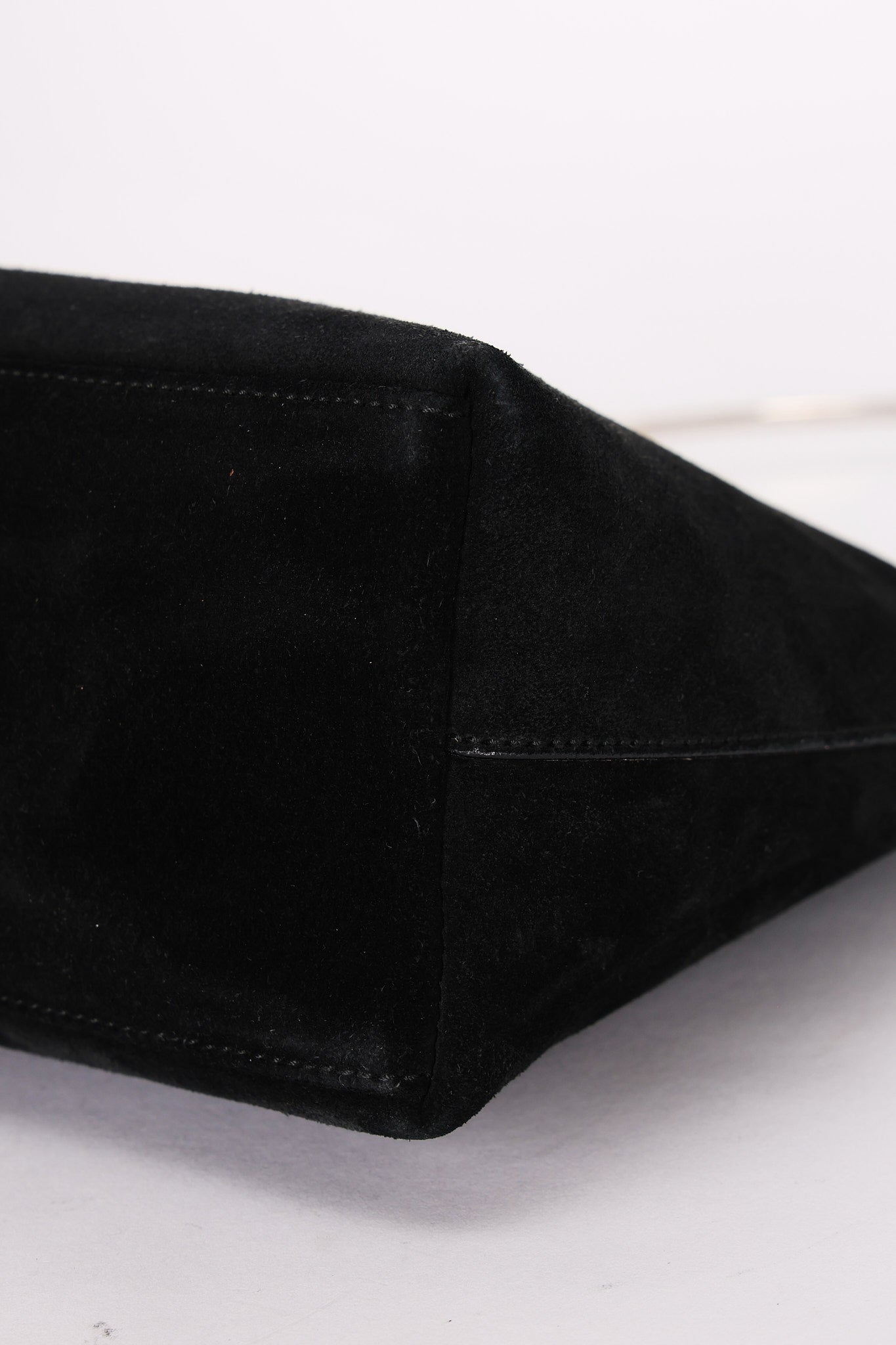 Gucci Black Suede Metal Handle Shoulder Bag with Pouch