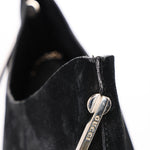 Gucci Black Suede Metal Handle Shoulder Bag with Pouch
